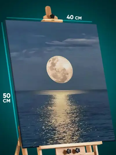 Картина на стену Пейзаж морской природа луна ночь 40x50