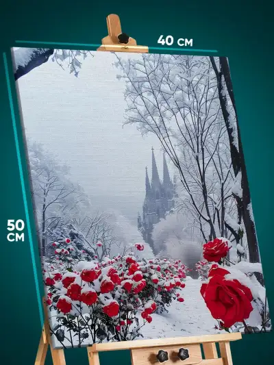 Картина на стену Темная фэнтези замок зима 40x50