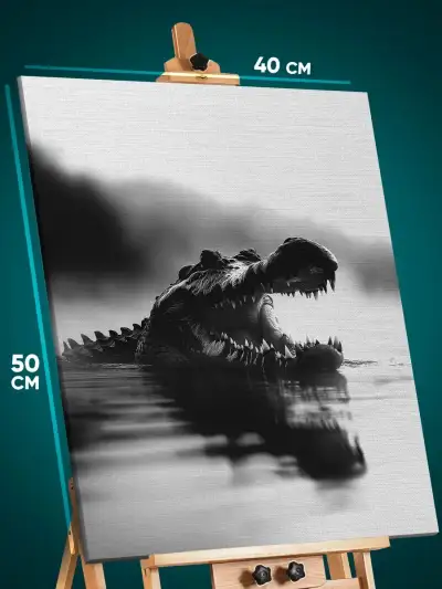 Картина на стену Животные крокодил монохром 40x50