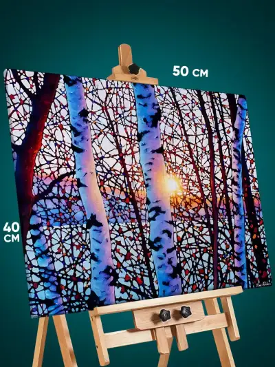 Картина на стену Пейзаж зимний природа березы 40x50