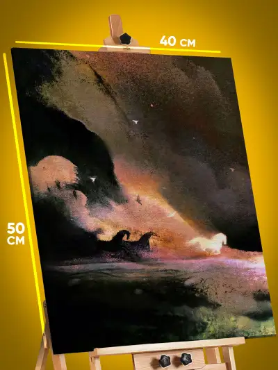 Картина на стену Абстракция кони лошади 40x50