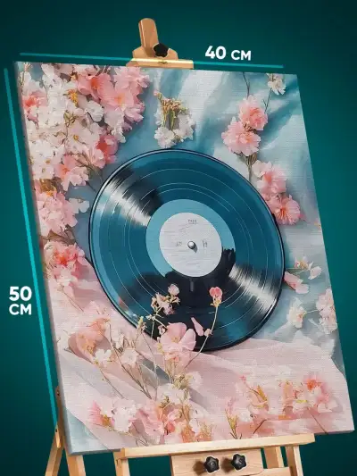 Картина на стену Цветы виниловая пластинка 40x50