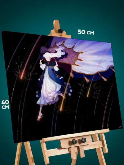 Картина на стену Девушка Аниме-арт падающие звезды 40x50