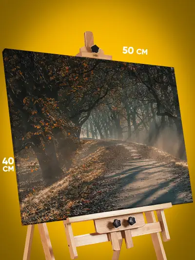 Картина на стену Пейзаж осенний дорога туман 40x50