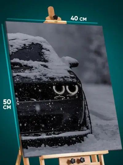 Картина на стену Авто Dodge Challenger в снегу 40x50
