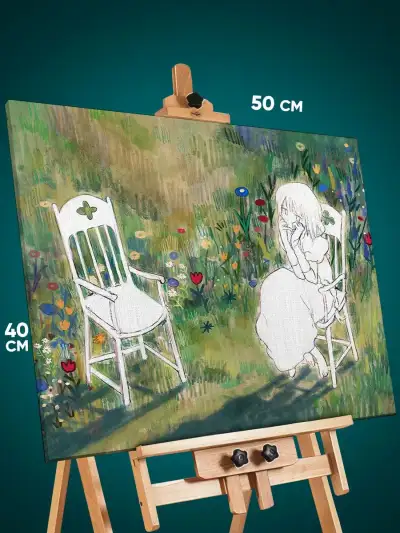 Картина на стену Девушка Аниме-арт абстракция 40x50