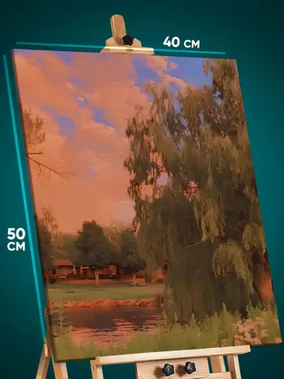 Картина на стену Пейзаж летний природа пруд вилла 40x50