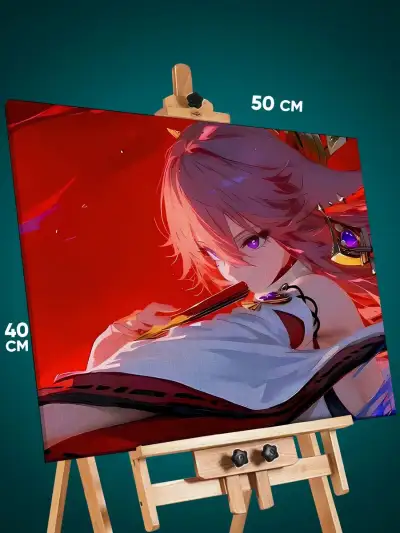 Картина на стену Геншин Импакт Игра Яэ Мико 40x50