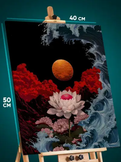 Картина на стену Абстракция цветы лотос Япония 40x50