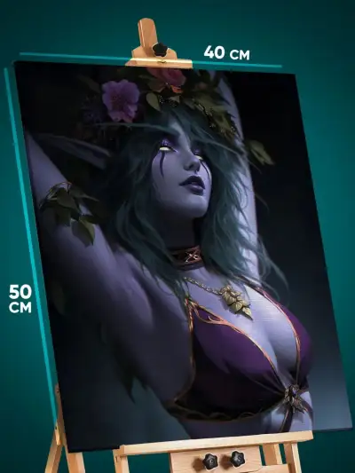 Картина на стену World of Warcraft Игра ночная эльфийка 40x50