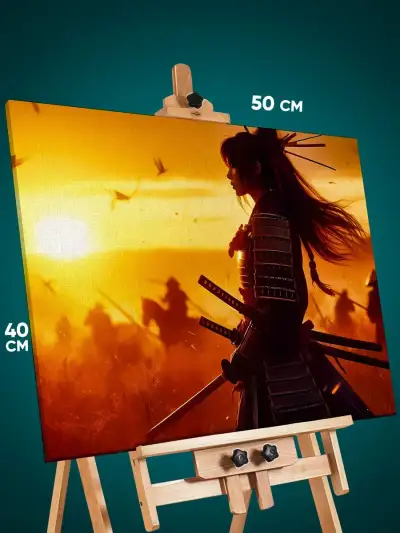 Картина на стену Девушка Арт самурай Япония 40x50