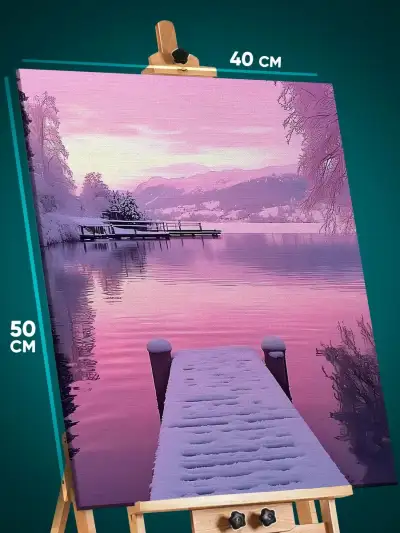 Картина на стену Пейзаж зимний природа пирс озеро 40x50