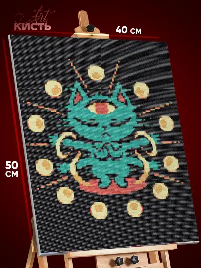 Алмазная мозаика Абстракция кот планеты 40x50