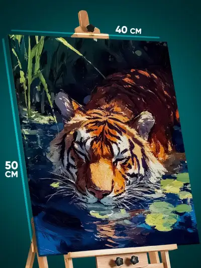 Картина на стену Животные тигр плавает 40x50