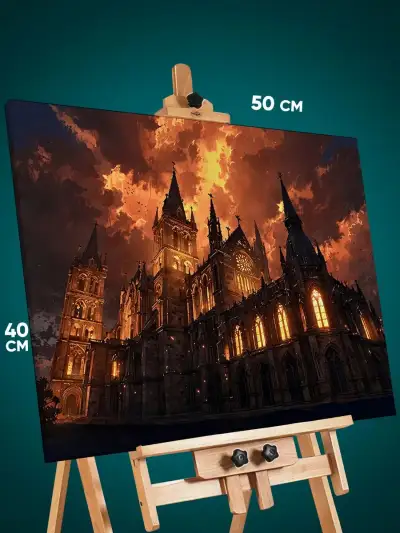 Картина на стену Темная фэнтези готический замок дворец 40x50