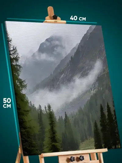 Картина на стену Пейзаж лесной природа туман горы 40x50