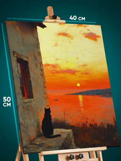 Картина на стену Котики закат 40x50