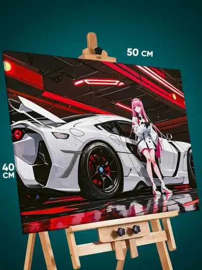 Картина на стену Авто аниме Любимый во Франксе Zero Two 40x50