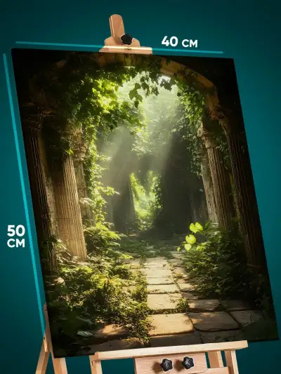 Картина на стену Пейзаж летний природа заброшенный храм 40x50