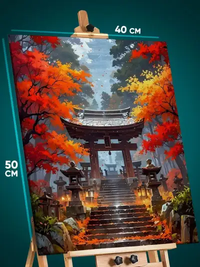 Картина на стену Пейзаж Япония храм осень 40x50