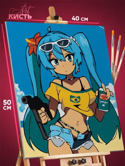 Картина по номерам Vocaloid Мику Хатсуне Brazil 40x50