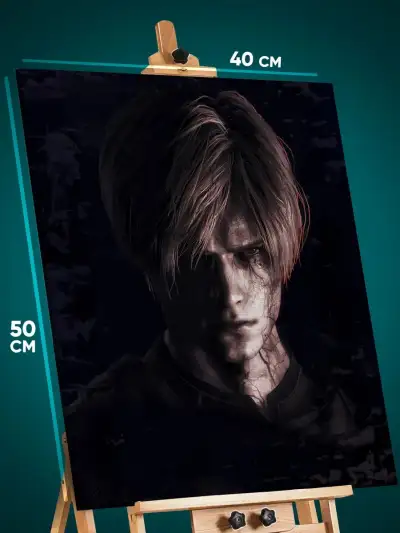Картина на стену Resident Evil Игра Леон Кеннеди 40x50