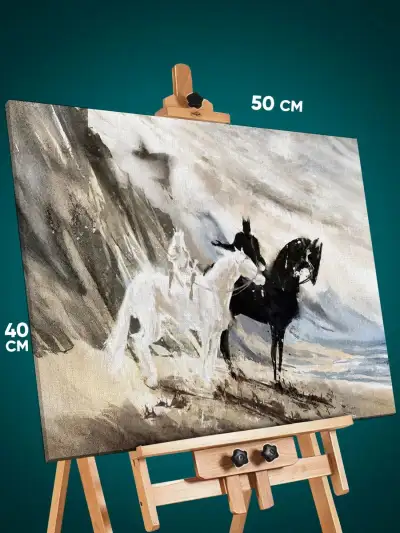 Картина на стену Темная фэнтези всадники свет и тьма 40x50