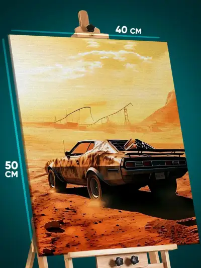 Картина на стену Авто Dodge Charger пустыня 40x50