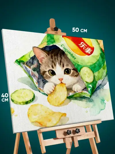 Картина на стену Котики Мем чипсы 40x50