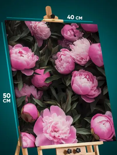 Картина на стену Цветы пионы розовы 40x50