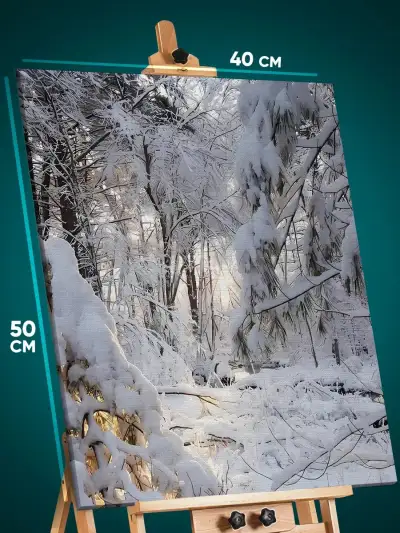 Картина на стену Пейзаж зимний природа деревья в снегу 40x50