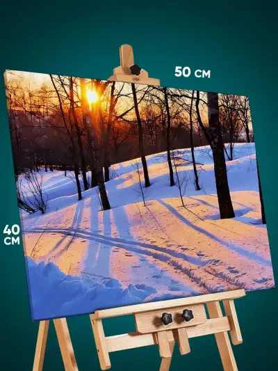 Картина на стену Пейзаж зимний природа тропа закат 40x50