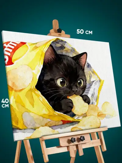 Картина на стену Котики Мем чипсы 40x50