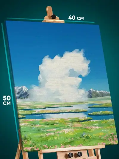Картина на стену Хаяо Миядзаки Аниме пейзаж 40x50