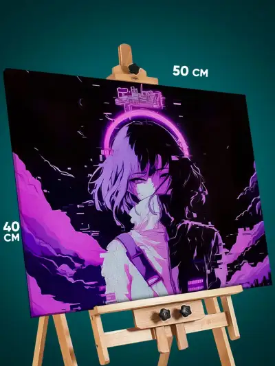Картина на стену Девушка Аниме-арт сюрреализм 40x50
