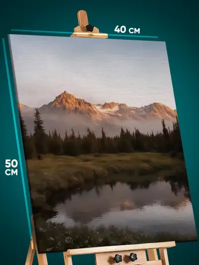 Картина на стену Пейзаж лесной природа озеро горы туман 40x50
