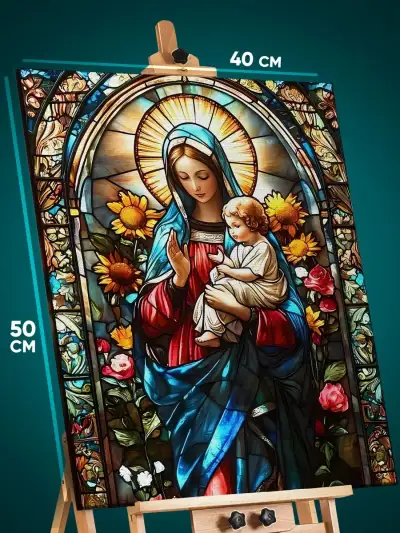 Картина на стену Религия витраж Дева Мария 40x50