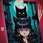 Картина по номерам Портрет Аниме Арт девушка и кошка 40x50