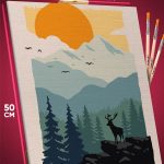 Картина по номерам Пейзажи Горы луна олень 40x50
