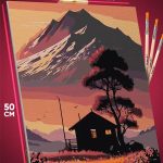 Картина по номерам Пейзаж лесной природа горы и дом 40x50