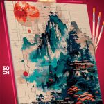 Картина по номерам Пейзажи Храм горы луна абстракция 40x50