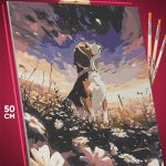 Картина по номерам Собака в цветах 40x50