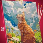 Картина по номерам Кот в цветах 40x50