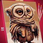 Картина по номерам Животные Сонная сова с кофем 40x50