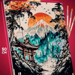 Картина по номерам Пейзажи Тории горы луна 40x50