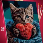 Картина по номерам Кот с сердечком 40x50