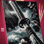 Картина по номерам Самурай Катана дождь 40x50