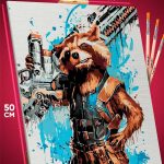 Картина по номерам Marvel Ракета енот Стражи галактики 40x50