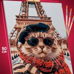 Картина по номерам Кот в Париже 40x50
