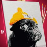 Картина по номерам Собака Мопс в шапке 40x50
